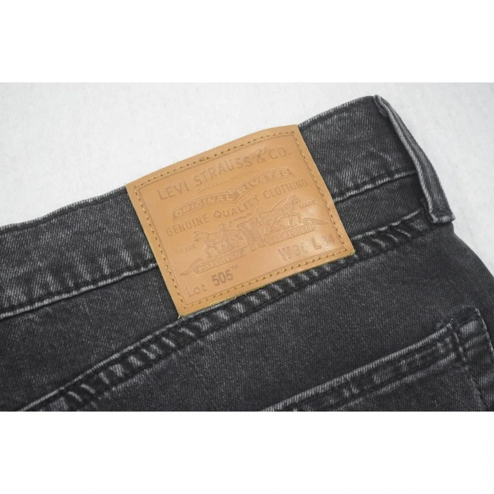 Levi's 505 Regular Fit Straight Leg Stretch Black Denim Jeans Mens Size 36 x 31*